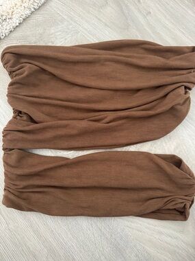 Brown Strapless Crop Top - Women’s Tube Style
